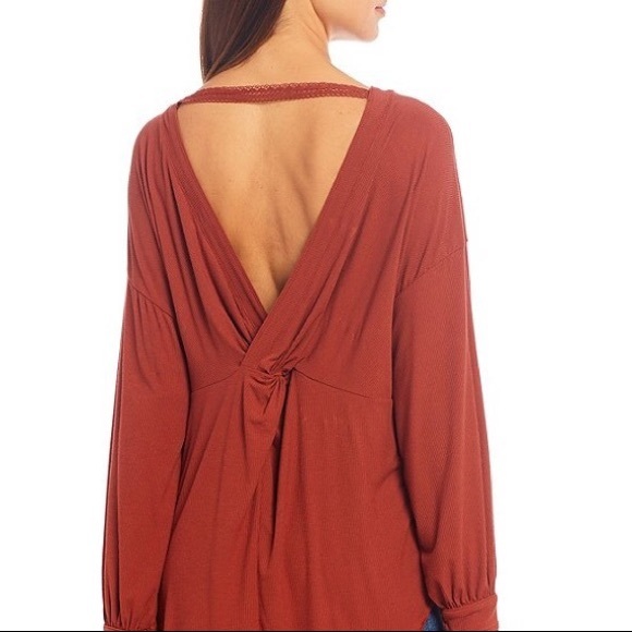 FREE PEOPLE Twisted Open Back Ribbed Long Sleeve - Picture 2 of 9